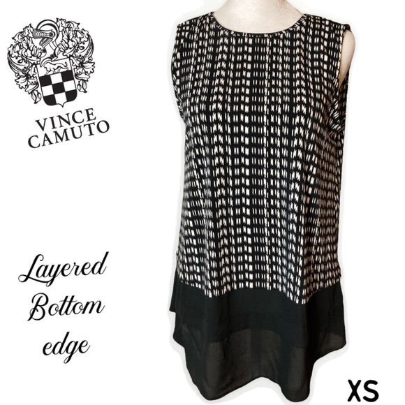 Vince Camuto Tops - Vince Camuto Women's Black & White Sleeveless Top w/ subtle layers size XS